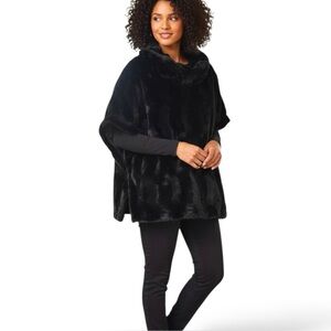 PATRY COLLEZIONI Faux Fur Cowl Neck Short Dolman Sleeve Top Italy 46 US Sz L